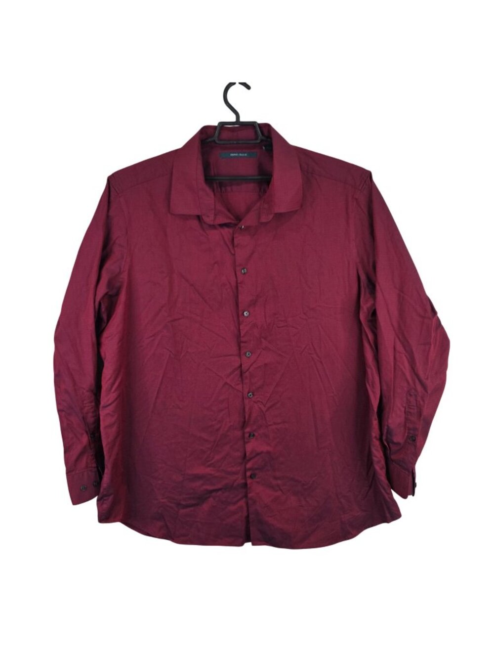 Men Perry Ellis Burgundy Textured Button Up Shirt Long Sleeve Cotton Size 2X